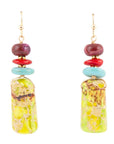 Zion Colorful Linear Green Agate Drop Earrings