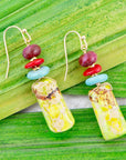 Zion Colorful Linear Green Agate Drop Earrings